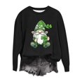 thumbnail image 2 of St. Patrick's Day Hoodie for Women Graphic Gnome Shamrock Print Crewneck Long Sleeve Soft Warm Fleece Lining Festive Holiday Gift Pullover, 2 of 5
