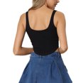thumbnail image 3 of INSPIRE CHIC Camisole Courte en Denim Sans Manches à Encolure Carrée Extensible pour Femme TP Noir, 3 of 5