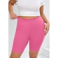 thumbnail image 2 of SHOWMALL Women Plus Workout Biker Shorts 8" High Waisted Tummy Control Spandex Booty Volleyball Shorts for Yoga Dance Hot Pink 3X, 2 of 9