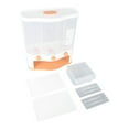 thumbnail image 1 of Dispensador de granos de 3 rejillas, 6 l, gran capacidad, transparente, con ventana, para almacenar arroz y granos, con tapa para alimentos secos, color naranja, 1 of 14