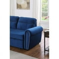thumbnail image 2 of Maklaine Velvet Fabric Reversible Sleeper Sectional Sofa Chaise in Blue, 2 of 13