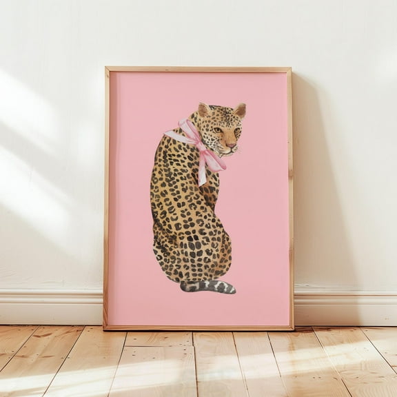 PosterArt Pink Cheetah Art Print Preppy Leopard Poster Coquette Room Décor Trendy Animal Wall Art Design, 8x12 UNFRAMED