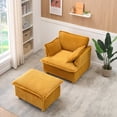 thumbnail image 4 of 36" Small Chaise Lounge Indoor, Modern Corduroy Sleeper Chair with Ottoman and Armrests, Single Sofa Chair with Thick Cushion for Living Room, Yellow, 4 of 7