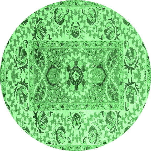 Ahgly Company Indoor Round Abstract Emerald Green Modern Area Rugs, 6' Round