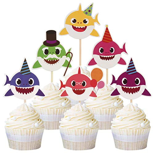 Jicang 24pcs Cute Baby Shark Cupcake Toppers Picks For Kids Baby Shower Birthday Cake Decoration Party Supplies Walmart Com Walmart Com
