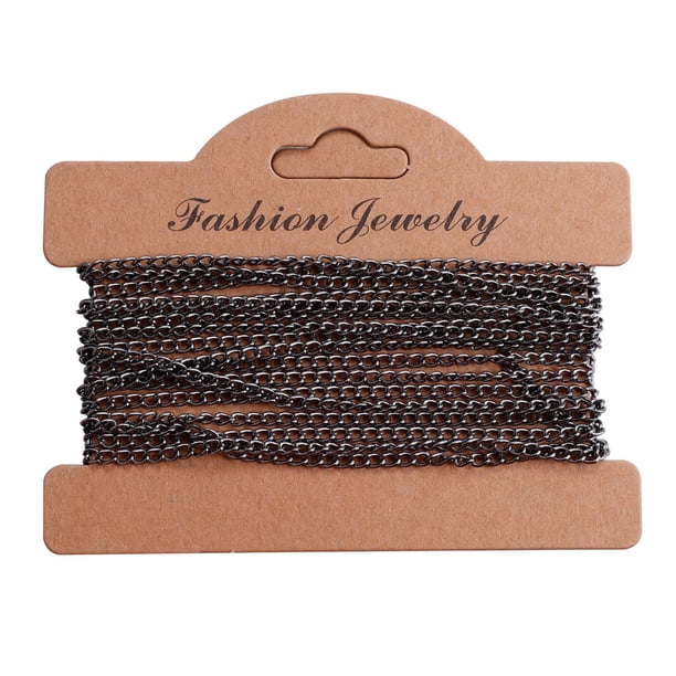 Cadena de eslabones trenzados para hacer joyas, abalorios y reparar cadenas de cable. Revestimiento negro gris