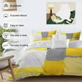 thumbnail image 3 of Abstract Street Art Duvet Cover Set Twin Size, Yellow Gary Color Stitching 4 Piece Soft Microfiber Bedding Set with 1 Duvet Cover, 1 Flat Sheet, 2 Pillowcases, 3 of 9