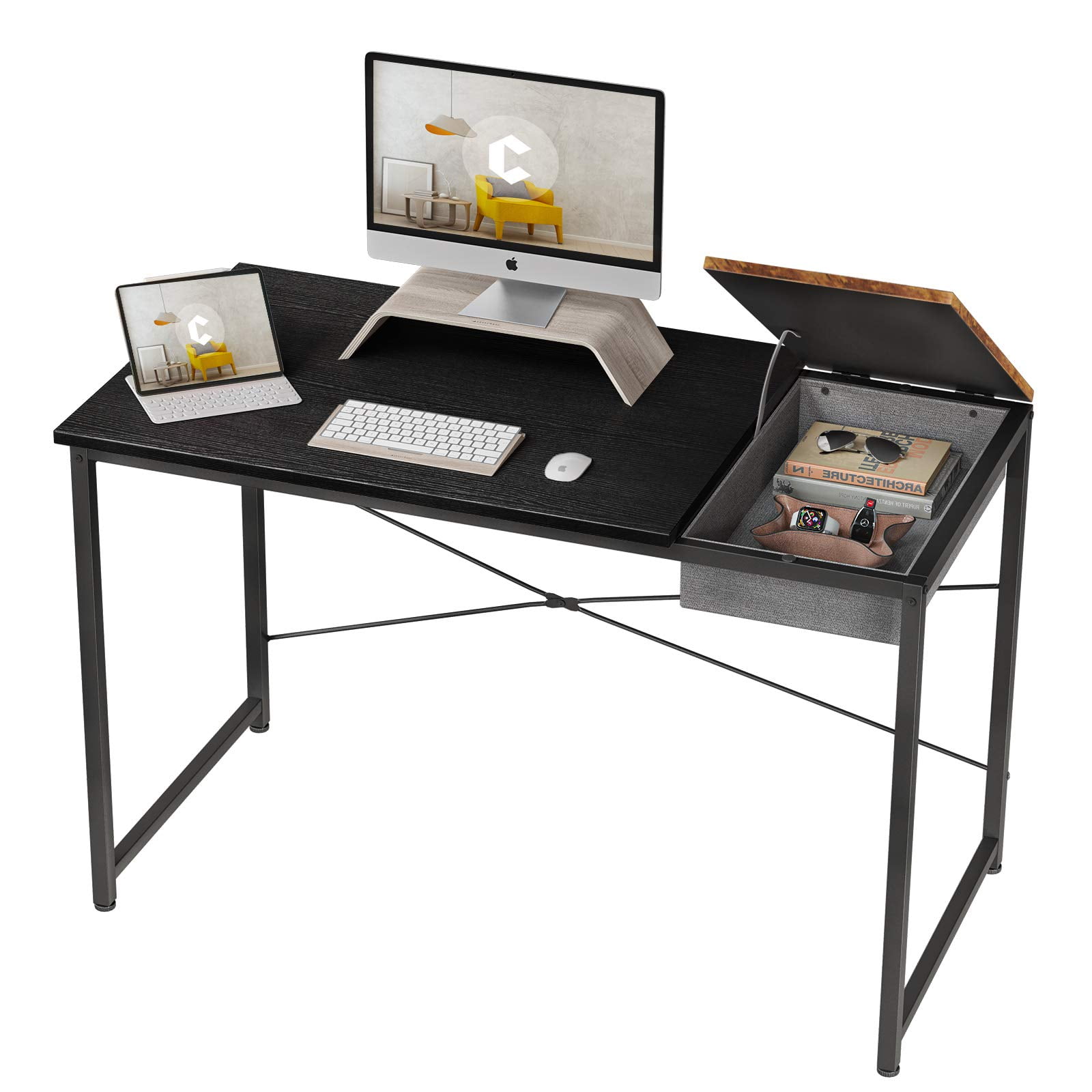 Black Espresso Cubiker Writing Computer Desk 39 Home Office Study Laptop Table Modern Simple Style Desk with Drawer
