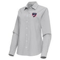 thumbnail image 2 of Women's Antigua Gray FC Dallas Porter Woven Tri-Blend Long Sleeve Button-Up Shirt, 2 of 3