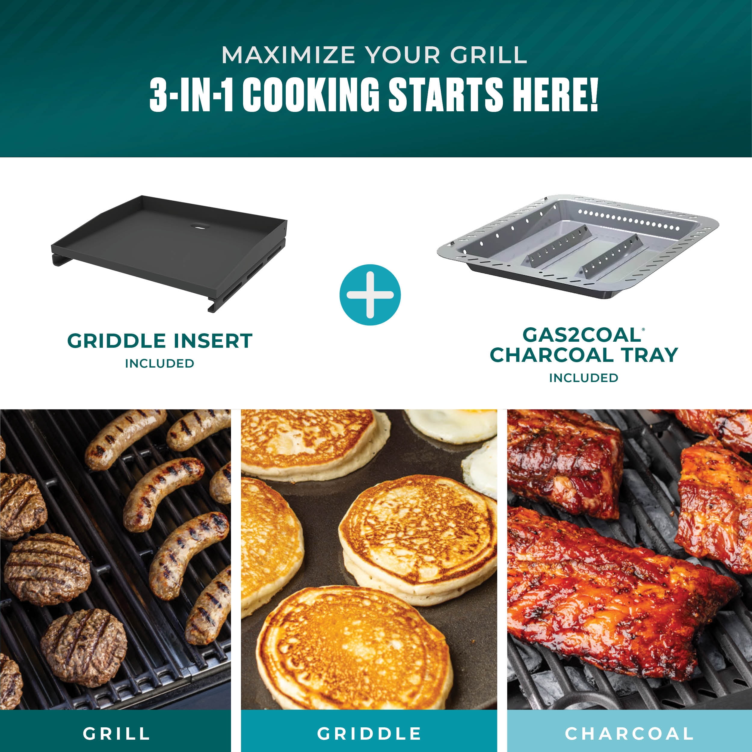 Charbroil Pro Series™ 4-Burner Gas Grill and Griddle with Side Burner