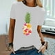 thumbnail image 3 of Gibobby Blusa Casual de Mujer Camisetas mujer Cuello redondo Ultra Manga corta Creativo Floral Estampado piña Tops casuales Blusa para Adolescent(Blanco,M), 3 of 4