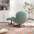 thumbnail image 3 of Velvet Swivel Accent Chair with Ottoman Set, Modern Lounge Chair with Footrest, Comfy Armchair with 360° Swiveling for Living Room, Bedroom, Reading Room, Home Office, Metal Base Frame, Teal, 3 of 7