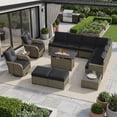 thumbnail image 3 of Clouddwell 13 Piece Outdoor Sectional Set with Swivel Rocker Chairs of 2, Patio Conversation Sets with Fire Pit Table and Ottomans, Black, 3 of 8