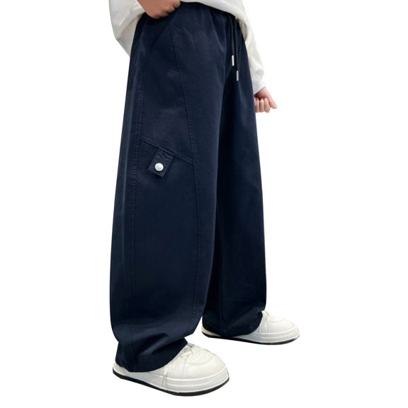 Generic Teen Boys Sweatpants Wide Leg Baggy Pants Open Bottom Athletic Kid Loose Fit Athletic Joggers Trousers Casual Soft Schoolwear