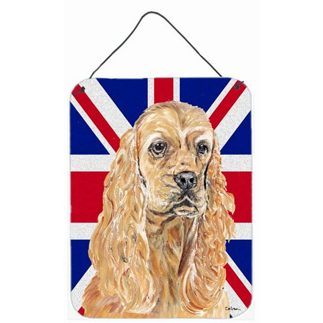Carolines Treasures SC9866DS1216 Buff Cocker Spaniel avec Drapeau Anglais Union Jack Impression Murale Ou de Porte en Métal Aluminium