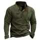 thumbnail image 2 of pstuiky hombres de manga larga, Suéter informal de moda para hombre, color liso, con botones, manga larga y cuello alto. Tops de hombre xxl, 2 of 3
