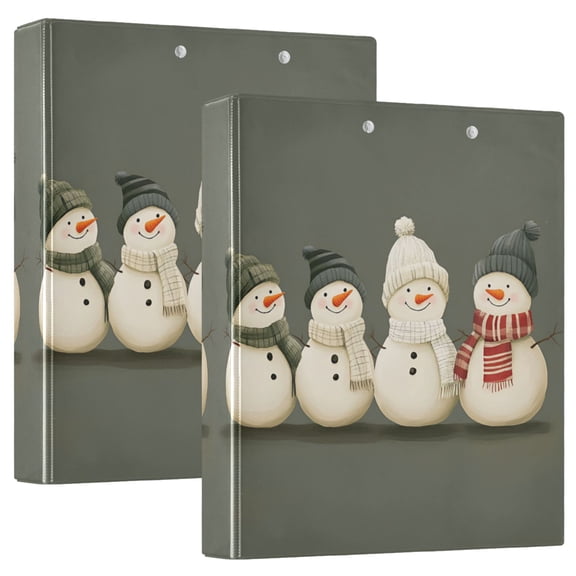 FORMRS 3 Ring Binder 1.5 inch with Pockets Set of 2 Clip Board 200 Sheets Capacity, Gray Snowmen