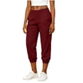 thumbnail image 2 of Womens Linen Cropped Jogger Pants Elastic Drawstring Waist Casual Summer Trousers with Pockets Lightweight Lounge Pants, 2XL, 2 of 8