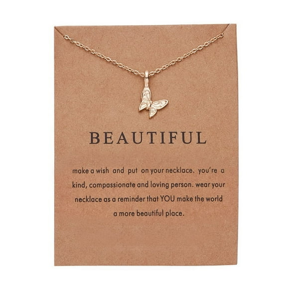 XZNGL Gift Cards Gift Card Jewelry Beautiful Paper Card Butterfly Alloy Necklace Holiday Gift Ornament
