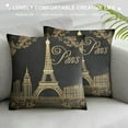 thumbnail image 3 of COMIO  Throw Pillow Cover Black Vintage Paris City of Love Eiffel Tower Chalkboard Tan Antique Decorative Pillow Case Home Decor Square Pillowcase, 3 of 5