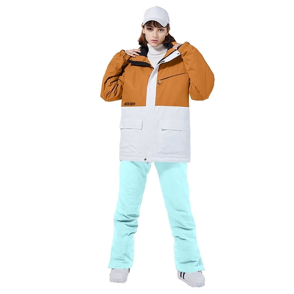 Niaviben Ski Sets for Women Snowboard Jacket Woman Thermal Set Women's Jacket Women Jackets Ski Clothes for Women Waterproof Ski Jacket Army Green L