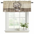 thumbnail image 2 of 2 Pack Valances for Windows, Farmhouse Flowers Window Valances for Living Room/Bedroom/Bathroom, Retro Floral Leaves Country Wood Board Light Filtering Kitchen Curtain Valance 42"W x18" L, 2 of 9