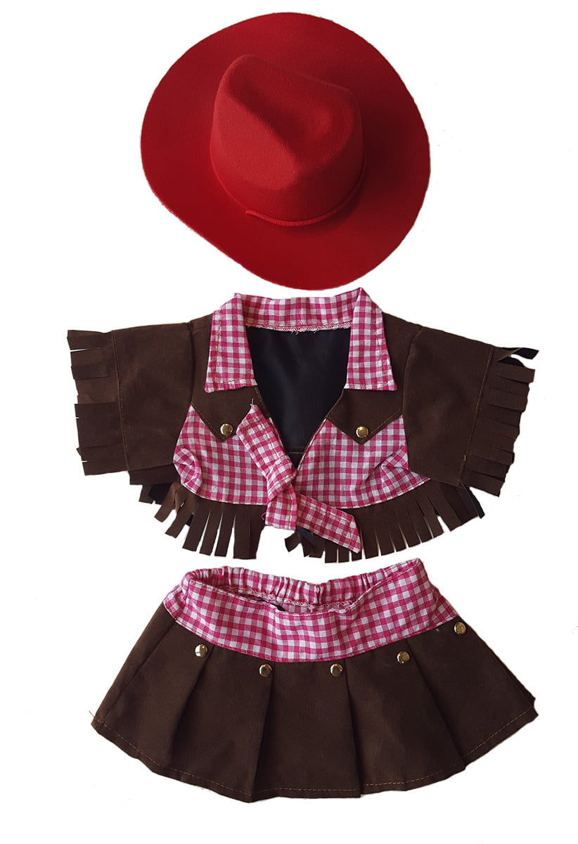 Cowgirl w/Brown Hat and Pink Scarf Teddy Bear Clothes Fits Most 14"-18" Build-A 
