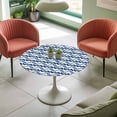 thumbnail image 4 of Abstract Geometric Elastic Fitted Round Table Cover Blue Navy Minimalist Waterproof Outdoor Tablecloth for Holiday Party, Picnic, Patio & Dining Fits Tables Up to 36"-44", 4 of 8