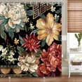 thumbnail image 3 of Black Floral Shower Curtain Unique Colorful Bohemian Mandala Beautiful Flower Leaves Shower Curtain for Bathroom Mid Century Morden Boho Aesthetic Shower Curtain Sets with Hooks 69x72inch, 3 of 4
