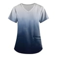 thumbnail image 1 of ropa de trabajo de manga corta con cuello en v de moda para mujer con bolsillos tops estampados negro / 3xl, 1 of 3