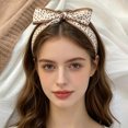 thumbnail image 2 of UJNDER Summer French Floral Print Silk-like Headband for Hair Wrap Scarf Bow Tie Soft Boho Style Head Tie Accessory Headbands for Women,01_Khaki,One Size, 2 of 5