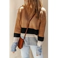 thumbnail image 1 of FOLUNSI Vibrant Brown Striped Sweater: Drop Shoulder, Long sleeves, 1 of 8