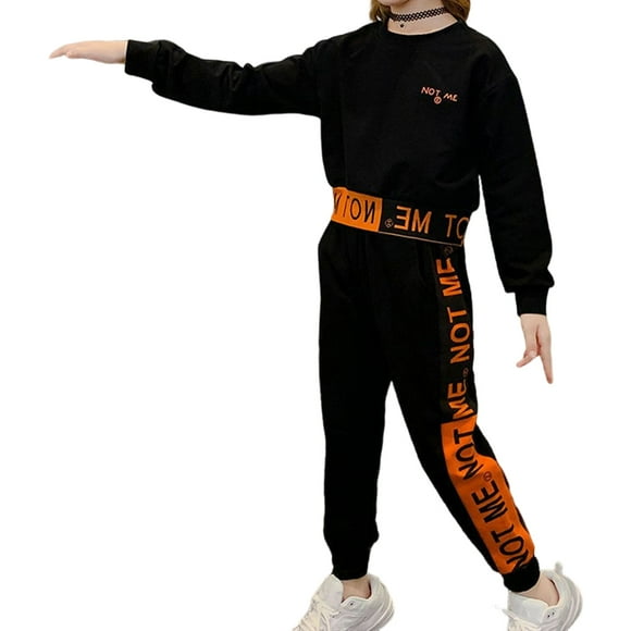 Minnieouse Viajar Senderismo Camping Niñas Algodón Camisa deportiva Pantalones Conjunto Primavera Otoño Jogging Niños Tops Pantalones Ropa conjuntos de ropa Negro 130cm