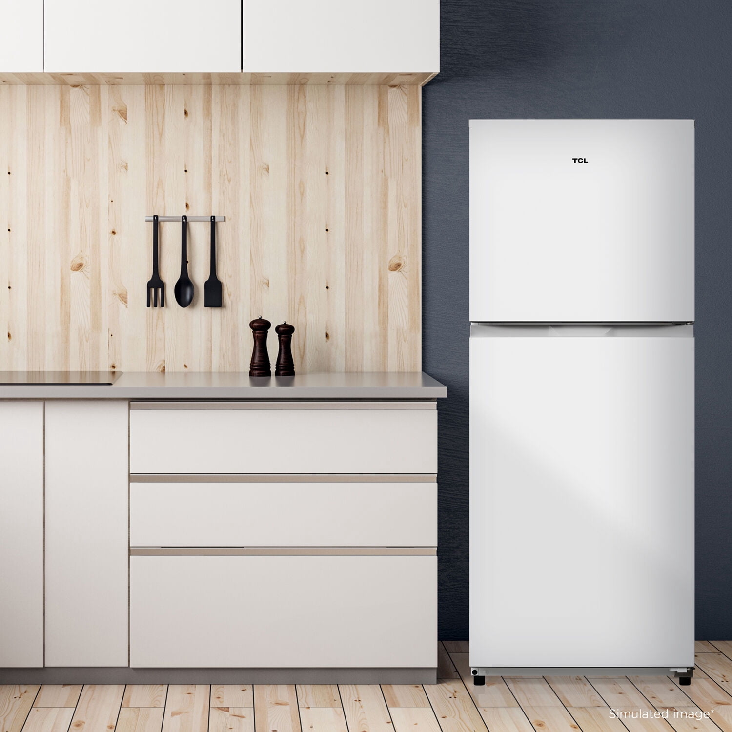 TCL White Double Door Refrigerator with Freezer for Home
