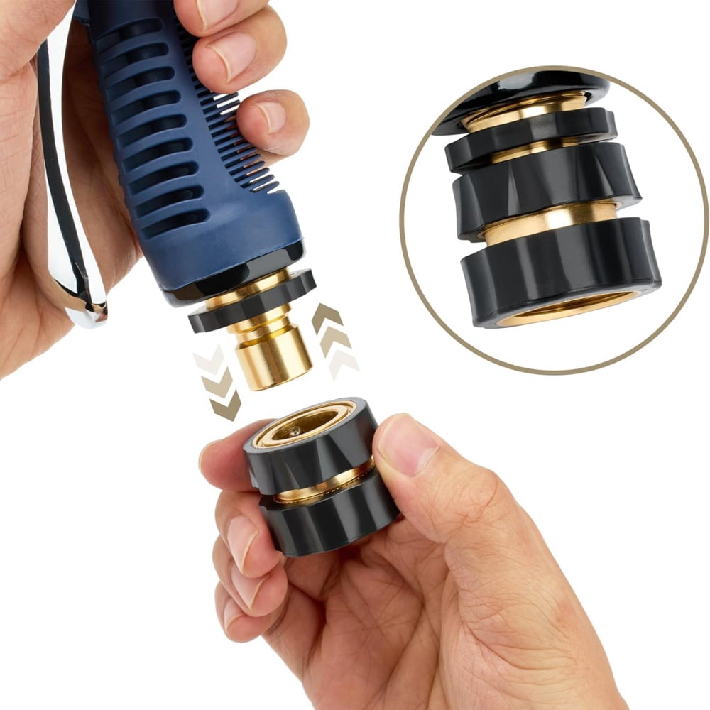 Shopmall 6 Pcs Brass Garden Hose Quick Connector， No-Leak 3/4 Inch Thread Garden Quick Connect Kit, Male and Female Attachment Quick Release Water Hose Adapter for Washing, Watering