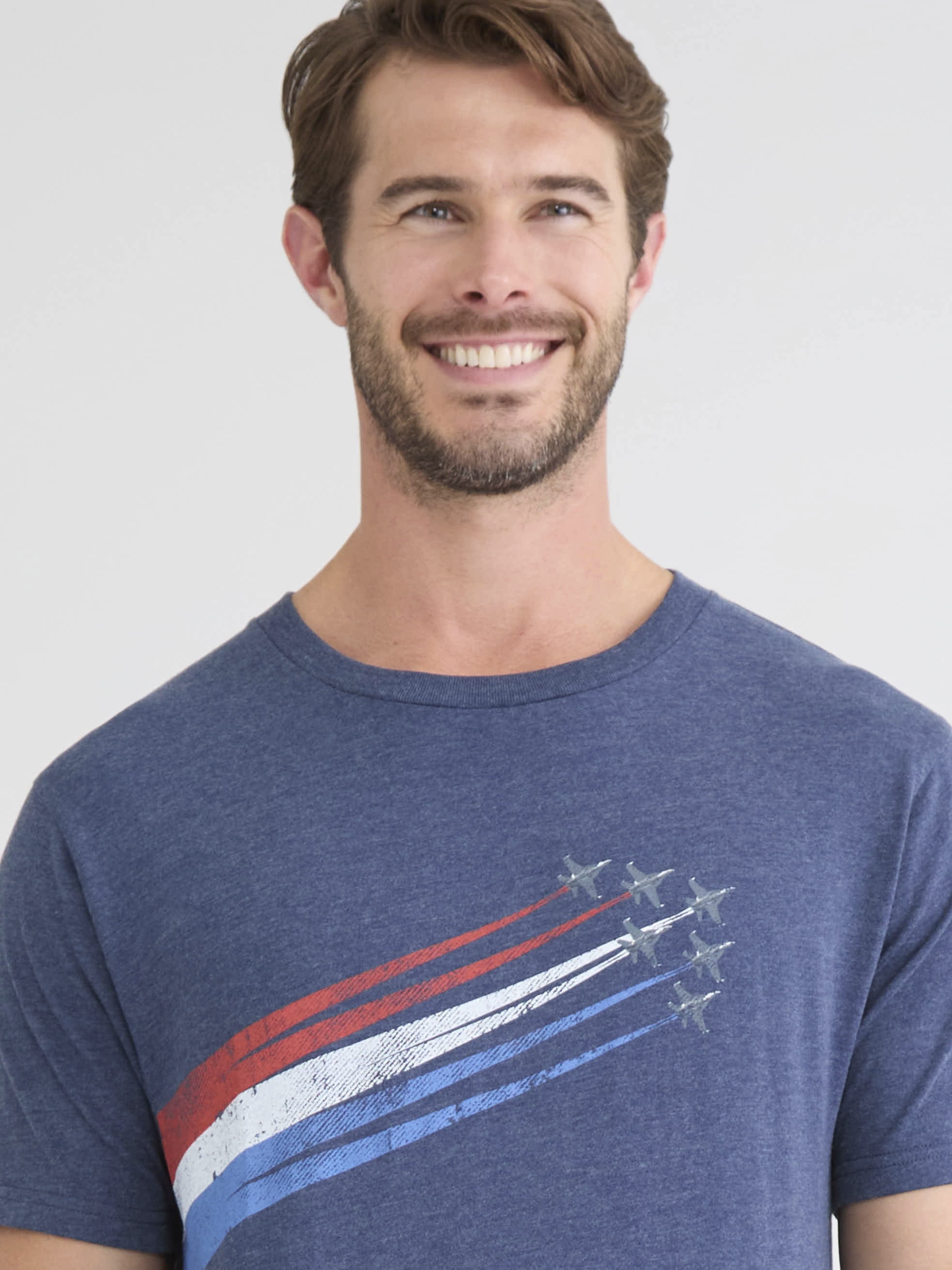 Men’s and Big Men's 4th of July USA Jet Stripe Americana Graphic Tee Shirt by Way to Celebrate, Sizes XS-5XL