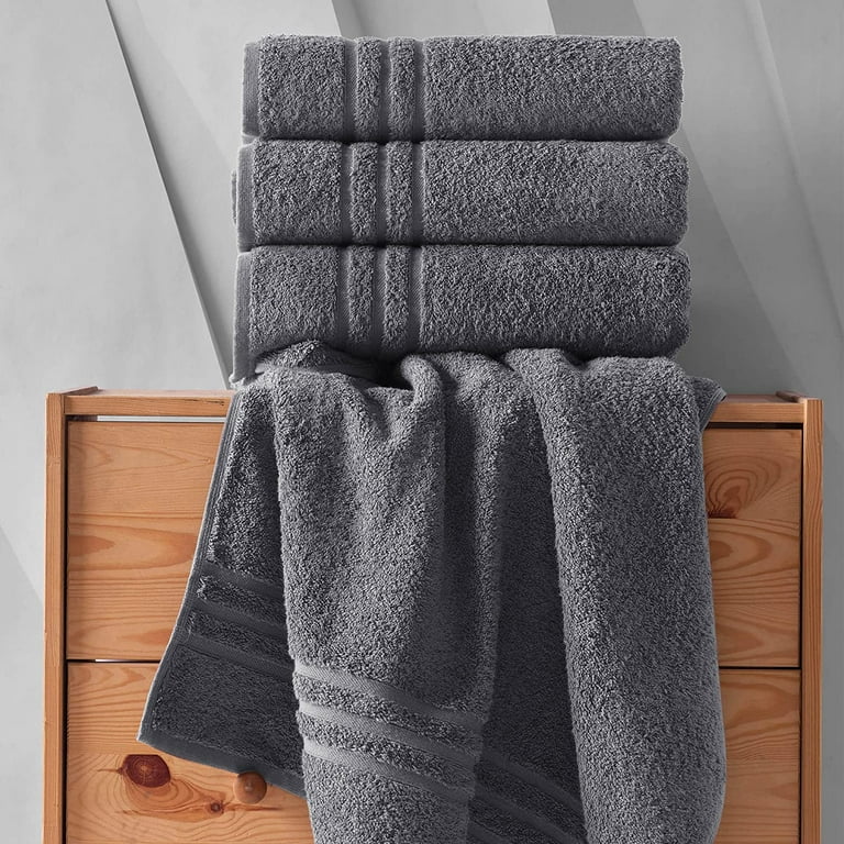 Hammam Linen Grey Bath Towels 4 Pieces Luxurious Turkish Cotton Bath Towels Quick Dry and Soft Towel Set for Daily Use, Adult Unisex, Size: Ring, Gray