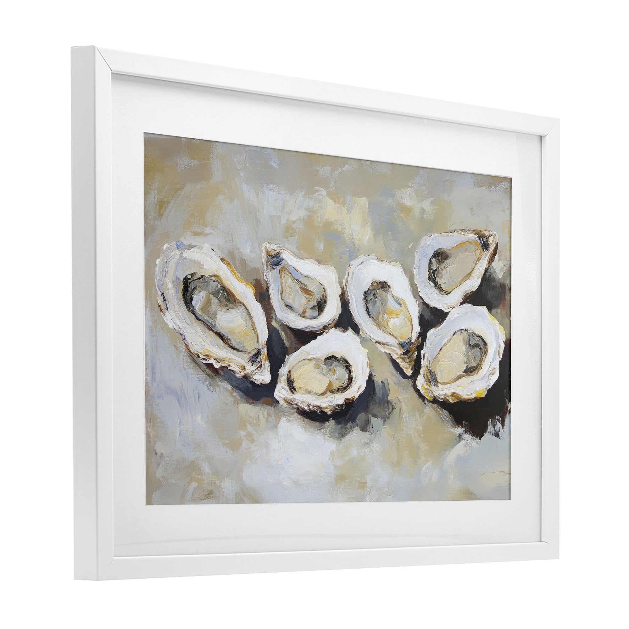 Stupell Industries Line of Oysters in Neutrals White Framed Print Under Glass, design by Sisi and Seb