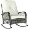 thumbnail image 1 of Khaki Outdoor Rattan Rocking Chair with Cushions - Patio Wicker Rocker for Garden, Backyard & Porch - Steel Frame, 29.5" x 37.8" x 36.2", 1 of 7