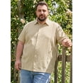 thumbnail image 4 of DARING DIVA Men's Big Tall Summer Casual Short Sleeve Button Down Shirts XL Khaki, 4 of 7
