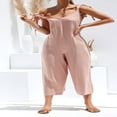 thumbnail image 4 of Women‘ s Spaghetti Strap Cotton Linen Jumpsuit, 4 of 6