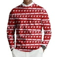 thumbnail image 2 of QHRMKOG Valentines Sweater Men Romantic Heart Print Pullover Loose Fit Long Sleeve Crew Neck Sweater Autumn Casual Tops Red M, 2 of 5
