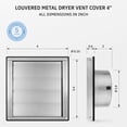 thumbnail image 2 of Calimaero VKE 4" inch Dryer Vent Cover Outdoor Stainless Steel Grille Dryer Vent, 2 of 7