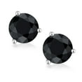 thumbnail image 2 of Gem Stone King 18K White Gold Black Sapphire 3-Prong Stud Earrings for Women Men (1.38 Cttw, Gemstone September Birthstone, Round 5MM), 2 of 5
