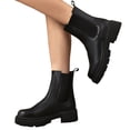 thumbnail image 6 of Dweltoz Women's Chelsea Heeled Ankle Boots Shoes Fall Fashion Slip On Round Toe Low Heel Booties Casual Daily Elastic Side Panels Shoes,Black 6, 6 of 8