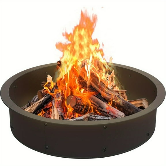 42" Heavy-Duty Steel Fire Pit Ring - 37" Interior DIY Wood Burning Fire Pit for Garden, Patio, Camping - Durable Outdoor Fire Pit with Sturdy Base, Even Heat & Easy Assembly