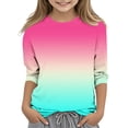 thumbnail image 2 of Ccpelsie Girls Casual Long Sleeve T Shirts Basic Crewneck Striped Tunic Blouses Tops(Pink,12-13 Years), 2 of 5