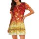 thumbnail image 1 of Easygdp Red Gold Glitter Camisón de manga corta para mujer, informal, estampado, 1 of 6