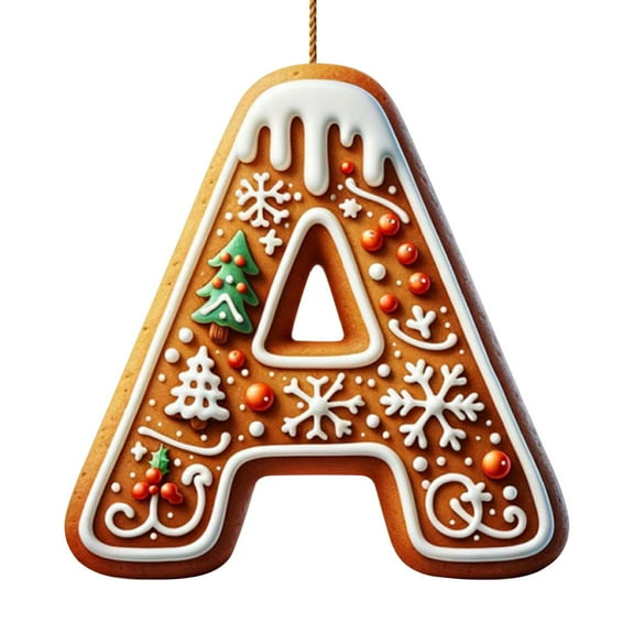 PPKVUFD 26 Gingerbread Alphabet Letter Ornaments, Christmas A to Z Letters - Xmas Tree Hanging Ornaments for DIY Crafts