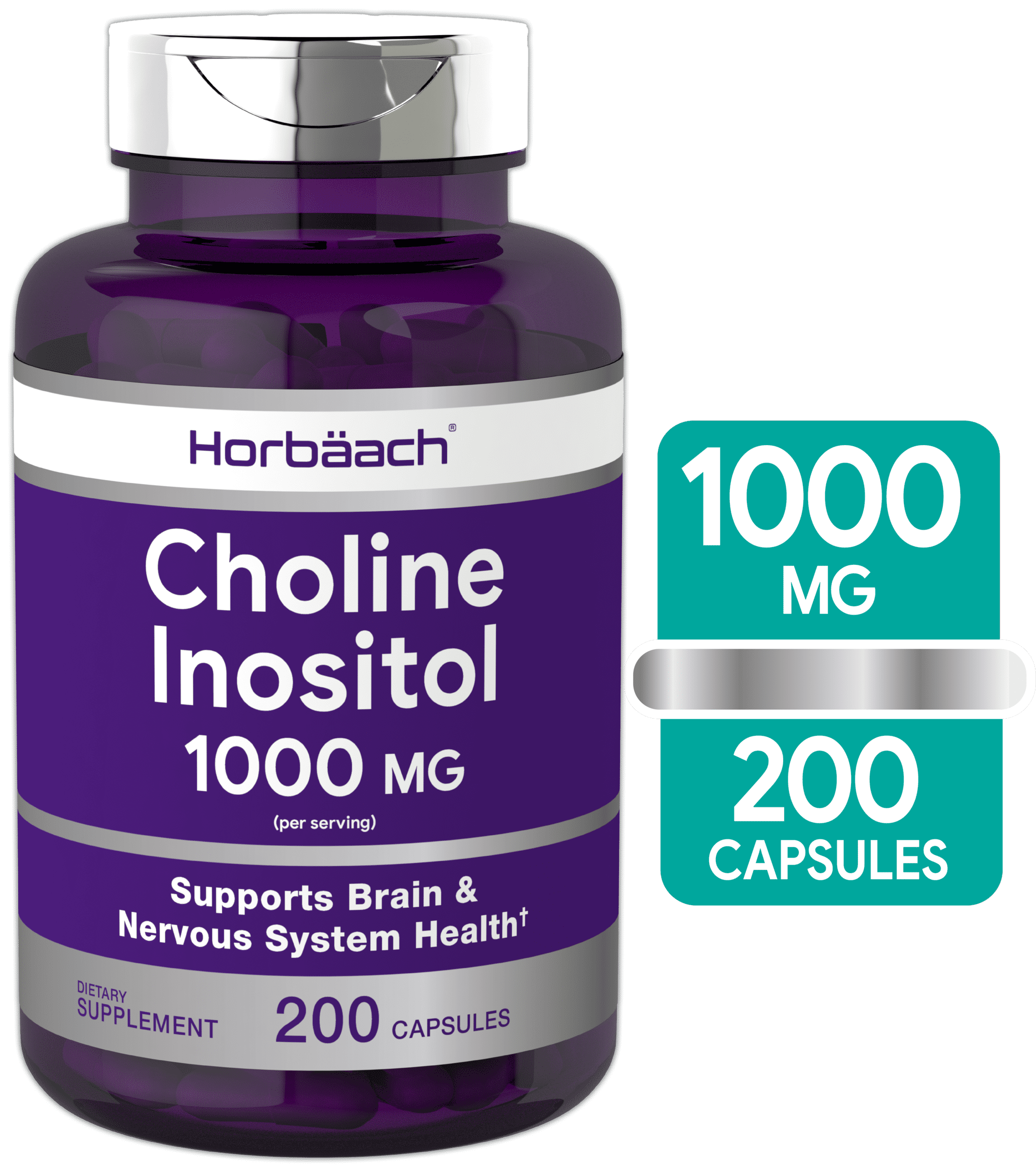 Choline and Inositol 1000mg 200 Capsules NonGMO and Gluten Free